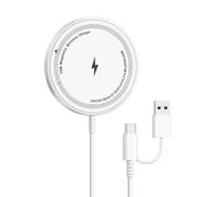 Magnetic Wireless Charger 15W Fast Charging Pad Compatible with iPhone 17/16/15/14/13/12 Series & AirPods Pro, Strong Magnet Auto-Alignment Phone Charger with Dual USB-A & Type-C Ports, White