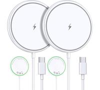 Magnetic Wireless Charger 15W Mag Safe Charger for Phone 17 Pro Max/17 Pro/17 Plus/17/16/15/14/13/12 Series 2 Pack Magnet Wireless Charging Station/Pad with Sleep-Friendly Light for AirPods 4/3/2/Pro
