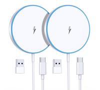 Magnetic Wireless Charger 2 Pack Mag-Safe Charger 15W Fast Charging Pad Compatible with iPhone 17/16/15/14/13/12 Series and Airpods 4/3/2/Pro/Pro2 LED magnetic charger with Dual Charging Ports