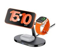 Magnetic Wireless Charger,3 in 1 MagSafe Wireless Charging Station Compatible with iPhone 17/Air/16/15/14/13/12, for Apple Watch and AirPods 4/3/2/ Pro (Black)