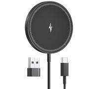 Magnetic Wireless Charger Compatible with MagSafe Charger: Fast Charging Pad for iPhone 17/16/15/14/13/12 Series &AirPods 4-2 Pro, Strong Magnet, USB-C/A Ports,Dual Ports,Lightweight for Travel Home