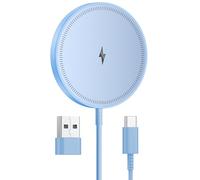 Magnetic Wireless Charger Compatible with MagSafe Charger: Fast Charging Pad for iPhone 17/16/15/14/13/12 Series &AirPods 4-2 Pro, Strong Magnet, USB-C/A Ports,Dual Ports,Lightweight for Travel Home