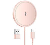Magnetic Wireless Charger Compatible with MagSafe Charger: Fast Charging Pad for iPhone 17/16/15/14/13/12 Series &AirPods 4-2 Pro, Strong Magnet, USB-C/A Ports,Dual Ports,Lightweight for Travel Home