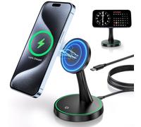 Magnetic Wireless Charger Compatible with MagSafe Charger Stand, 2-in-1 iPhone Charging Station for iPhone 17/16/15/14/13/12 Series, AirPods 4/3/Pro/Pro 2 with Sleep-Friendly Night Light
