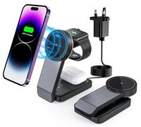 Magnetic Wireless Charger for Apple Series,Foldable Travel 3 in 1 Wireless Charging Station,18W Fast Magsafe Charger Stand for iPhone 15/14/13/12 Series,iWatch Series,Airpods 3/2/pro