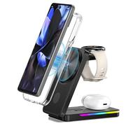 Magnetic Wireless Charger for Google Pixel Watch 3/2, Mag-Safe Charger Stand for Google 10/9 Pro/Pro XL/9/8a/8, 3 in 1 Foldable Charging Station for Pixel Buds Pro 2 (Not for Pixel Watch 4/1)