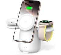 Magnetic Wireless Charger for iPhone, 3 in 1 Charging Station for iPhone 17e/Air/17/17 Pro Max/16/15/14, Charger Stand for Apple Watch Ultra 3/2/SE 3/2/11/10/9/8, Airpods, SwanScout 707M (No Adapter)