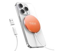 Magnetic Wireless Charger, Mag Safe Charger 15W Fast Charging for iPhone 17/16/15/14/13/12 Series and AirPods 4/3/2, Wireless Charging Pad with USB A&C Dual Ports, (Orange, No Adapter)