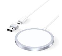 Magnetic Wireless Charger, Mag Safe Charger 15W Fast Charging for iPhone 17/16/15/14/13/12 Series and AirPods 4/3/2/Pro, Wireless Charging Pad with USB A/C Dual Ports (White, Adapter not included)