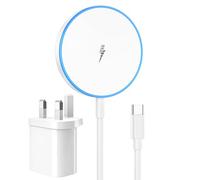 Magnetic Wireless Charger with 20W Fast Adapter, OANDYS MagSafe Charger Compatible with iPhone 17/16/15/14/13/12 series, AirPods 4/3/2/Pro, LED Wireless Charger with Power Adapter & Cable