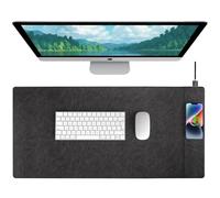 Magnetic Wireless Charging Desk Pad, Office Desk Mat with Wireless Charger, Waterproof and Scratch-Resistant Large Mouse Mat, Leather Mouse Pad for Office and Home Use, Grey