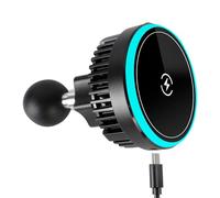 Magnetic Wireless Charging Phone Holder with 1" Ball for RAM Mounts, 15W Fast Charger with TEC & Fan Dual Cooling for Magsafe iPhone 17/16/15/14/13/12 Series, Fits RAM B-Size Double Socket Arm