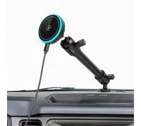 Magnetic Wireless Charging Phone Mount Holder for Ford Bronco 2021 2022 2023 2024 2025 2/4 Door, 7.3" Aluminum Alloy Arm, Dual 360 Rotation, Compatible with MagSafe iPhone 17 16 15 14 13 12 Series
