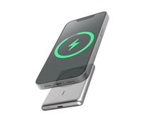Magnetic Wireless External Battery Compatible with MagSafe, 5000mAh, Wireless Charging 15W, USB-C Power Delivery 20W, Compatible with iPhone 12-17 and AirPods, Gray