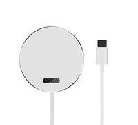 Magnetic Wireless Fast Charger for iPhone 16 15 14 13 12 Series & Earbuds 4-2 Pro, Strong Magnet, Aluminum Alloy, USB-C/A Ports, Ultra-Thin & Portable, Ideal for Desk & Bedside (White)