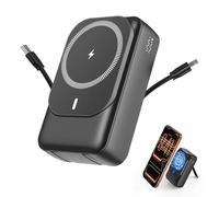 Magnetic Wireless Power Bank 26800 mAh, Power Bank for Magsafe with Built-in Cables, 5 Outputs PD 22.5 W Fast Charging Compatible with iPhone Air 17/16/15/14/13/12 Plus/Mini/Pro/Pro Max, Black