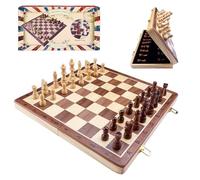 Magnetic Wooden Chess Set 15 Inch - Folding Portable Chess Board Game with 32 Handmade Wood Pieces for Adults Kids, Professional Tournament & Beginner Travel Chess Puzzle