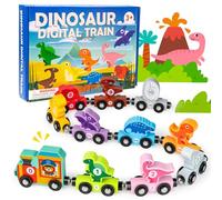 Magnetic Wooden Dinosaur Train Set, Commodum Montessori Toys for Toddlers, Preschool Educational Magnetic Dinosaur Toys and Number Train, Learning Activities Rainy Days Birthday Gifts for Kids
