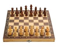 Magnetic Wooden Folding Chess Set with 2 Queens Game Board Interior for Storage for Adult Kids Beginner Large Chess Board(29 * 29cm)