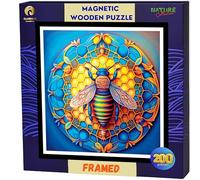 Magnetic Wooden Jigsaw Puzzles with Frame - Wooden Animal Puzzle for Adults - Living Room Bedroom Wall Decoration Picture - Original Birthday Gift (Buzzing Bee)