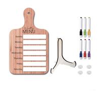 Magnetic Wooden Meal Planner Board with Dry Erase for Refrigerator, Weekly Menu Organizer for Kitchen Meal Planning, Easy to Write and Clean Dinner Schedule Memo Wall Décor