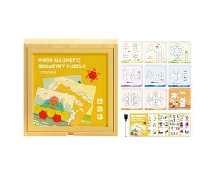 Magnetic Wooden Pattern - Educational Shape Blocks, STEM Learning with Geometry, Creative Play with Logic, Teaching Toy, Solid Pieces for Developing Spatial Reasoning and Problem Solving
