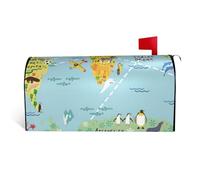 Magnetic World Map. Print Mailbox Cover,Durable Stylish Mailbox Covers,Waterproof Easy To Install For All Seasons