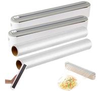 Magnetic Wrap Dispenser With Cutter,Wall-Mounted Magnetics Refillable Plastic Aluminum Foil Dispenser With Slide Cutters,One-Hand Magnetic Film Cutter For Plastic Wrap, Aluminum Foil (Gray*2)