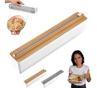 Magnetic Wrap Dispenser with Slide Cutter, Wall-Mounted Magnetic Plastic Wrap Dispenser, Suitable for Cling Film/Aluminum Foil/Tin Foil/Wrapping Paper (no Plastic wrap,Brown)