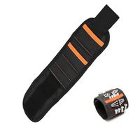 Magnetic Wrist Tool Holder, Magnetic Wristband with Adhesive Backing, 5 Row 15 Magnets Tools Holder, Adjustable Hardware Wrist Strap for Screws Screwdrivers Nails Drill Bits (Black)