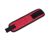 Magnetic Wristband, Magnetic Wrist Strap Strong Iron Absorbing Portable Adjustable 5 Magnet Tool Wristband for Screws, Nails, Drill Bits (red)