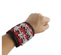 Magnetic Wristband Strap Strong Magnets for Screws Nails Drill Bits Tool Band Gift for Men Red