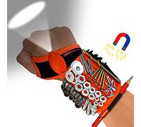 Magnetic Wristband with Flashlight and Tape Measure - Screw, Drill Bit, and Nail Holder with 20 Strong Magnet Pieces Increases Convenience for DIY, Carpenters, Mechanics, and More by MEBTOOLS