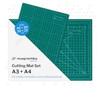 Magnetiks Double Reusable Cutting Mat DIN A3 and DIN A4 Set of 2 Self-Healing Double-Sided Green