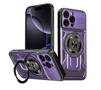 Magnetisch Hülle für iPhone 16 Pro Max/16 Pro/16 Plus/16, Ständer Stoßfest Handyhüllen Unterstützt Drahtloses Aufladen Militärschutz Hülle,Lila,16 Pro Max Purple