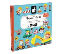 Janod - Magnéti'Stories The Building Site - 30-Magnet Educational Game - Children’s FSC Cardboard Toy - Develops Imagination & Fine Motor Skills - 3 Years +, J05454