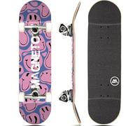 Magneto Complete Skateboard - 9-Layer Maple Wood, ABEC 5 Bearings, Double Kick Concave Deck - for Beginners, Teens & Adults (Free Stickers Included)