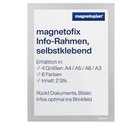 Magnetofix Self-Adhesive Information Frame, A5, Silver, Pack of 2