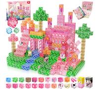 Magnetopia Magnetic Building Blocks, 100PCS Translucent Magnetic Blocks Princess Cubes Tiles Stacking Pink Castle, STEM Sensory Toys Gifts for Kids Girls Ages 3 4 5 6 7 8 9 10 Birthday