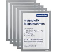 magnetoplan 1130301 Magnetofix Magnetic Frame A4 Grey Pack of 5
