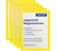 magnetoplan 1130302 Magnetofix Magnetic Frame A4 Pack of 5) - Yellow