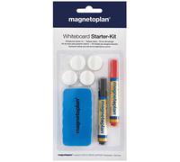magnetoplan - Magnetic Whiteboard Accessory Starter Kit - 2 x Whiteboard Marker Pens, 1 x Magnetic Dry Eraser & 4 x Magnetic Dots - Whiteboard Starter Kit, Dry Erase Cleaner Set