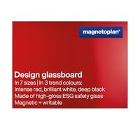 magnetoplan Design-Glasboard | BxH 1200x900mm, Intensiv-Rot | Magnethaftend | ESG-Sicherheitsglas Premium Qualität | für Büro, Küche | Beschreibbar mit Board- Kreidemarker | leicht zu reinigen