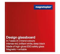 magnetoplan Design-Glasboard | BxH 400x400mm, Intensiv-Rot | Magnethaftend | ESG-Sicherheitsglas Premium Qualität | für Büro, Küche | Beschreibbar mit Board- Kreidemarker | leicht zu reinigen