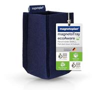 magnetoplan magnetoTray ecoAware, Blue Magnetic Desk Organiser Made of 100% PET Felt, W x H x D 60 x 100 x 60 mm, Pen Holder for Office Supplies, Blue Pen Box, Recycled PET Bottles