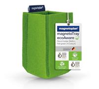 magnetoplan magnetoTray ecoAware, Green Magnetic Desk Organiser Made of 100% PET Felt, W x H x D 60 x 100 x 60 mm, Pen Holder for Office Supplies, Green Pen Box, Recycled PET Bottles