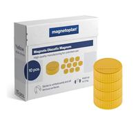 magnetoplan Premium Magnete Discofix magnum | ØxH 34x13mm | 10 Stück, gelb | Haftkraft: 2 kg | Magnete für Magnettafeln und Whiteboards | Kratzfreie Spezialbeschichtung | Leicht abnehmbar