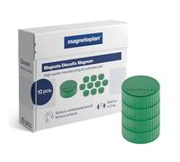 magnetoplan Premium Magnete Discofix magnum | ØxH 34x13mm | 10 Stück, grün | Haftkraft: 2 kg | Magnete für Magnettafeln und Whiteboards | Kratzfreie Spezialbeschichtung | Leicht abnehmbar