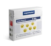 magnetoplan Smiley Face Magnets Diameter 40 mm Pack of 4, Yellow/Black