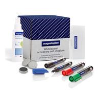 magnetoplan Whiteboard Zubehör-Set, Medium | Praktisches Set für Präsentationen | Inkl. Whiteboard Marker, Reiniger, Tafellöscher und Magnete | Perfekt für Büro, Schule und Zuhause